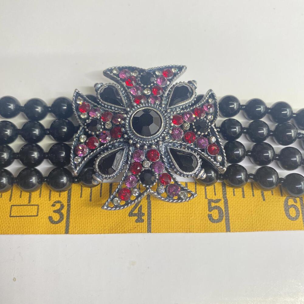 Ben Amun Black Red Bracelet Rhinestones